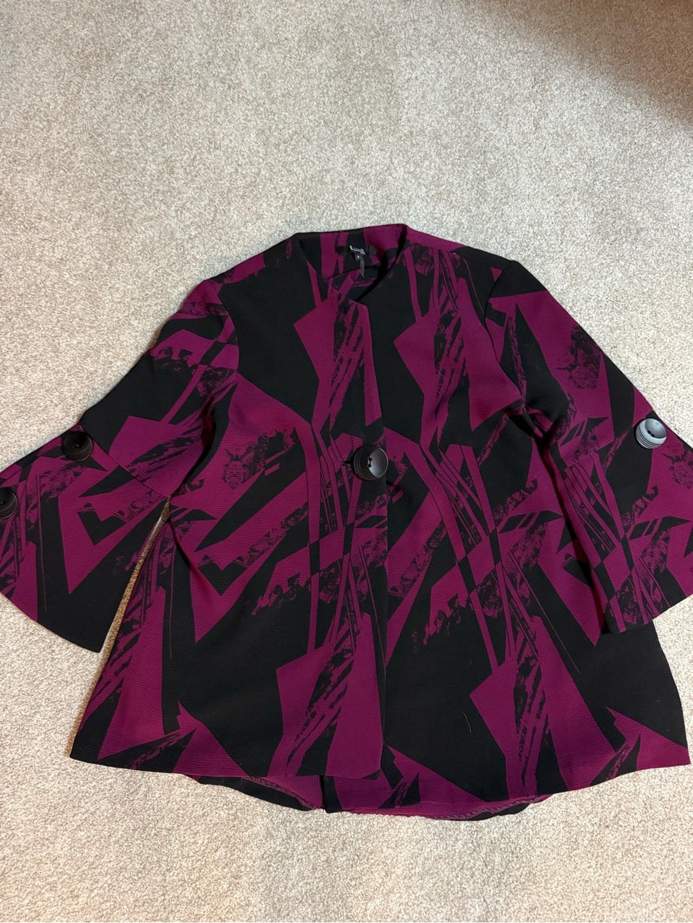 Women's Abstract Plum & Black Button-Front Jacket